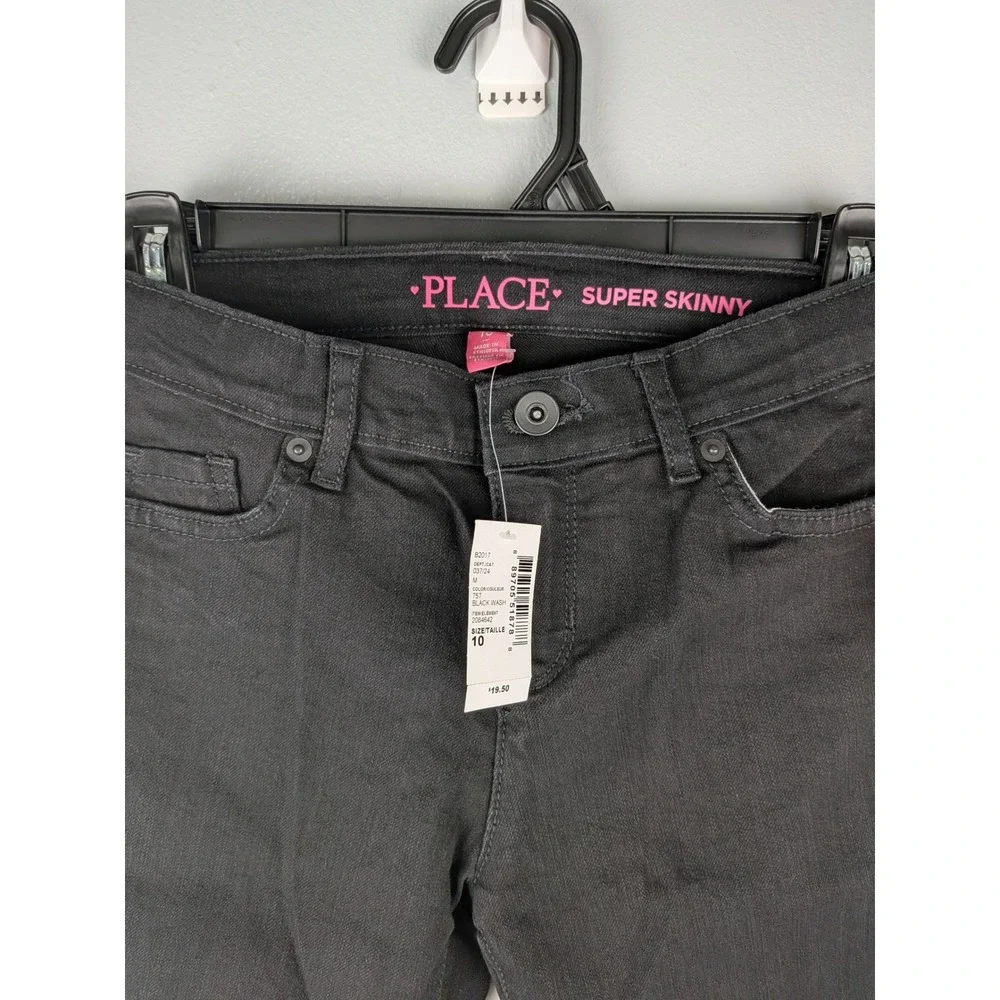 The Childrens Place Girls Super Skinny Jeans Black Wash Size 10 NWT